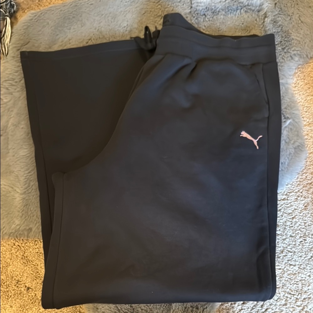 Puma Black Joggers with Pink Puma Logo